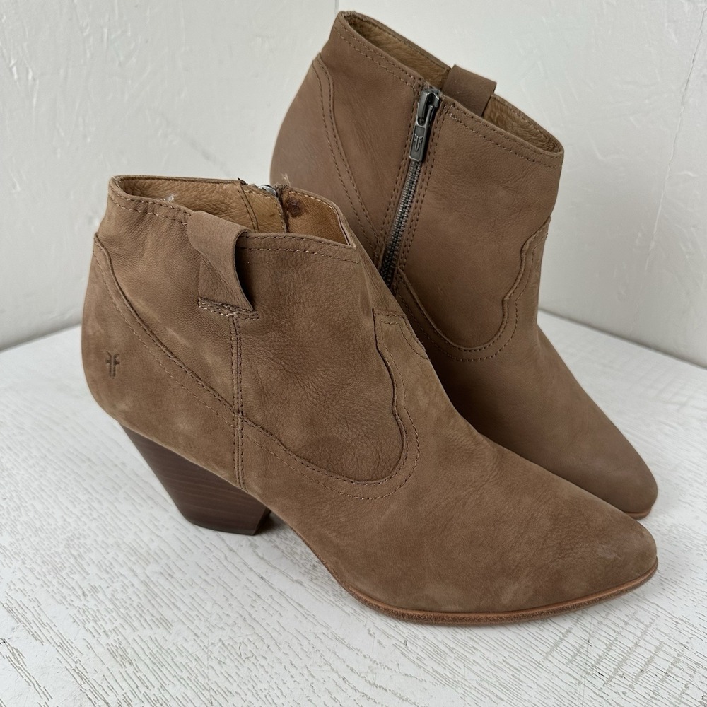 Frye Reina Ankle Western Bootie Women's‎ 9.5 Tan Brown Shoes Boots